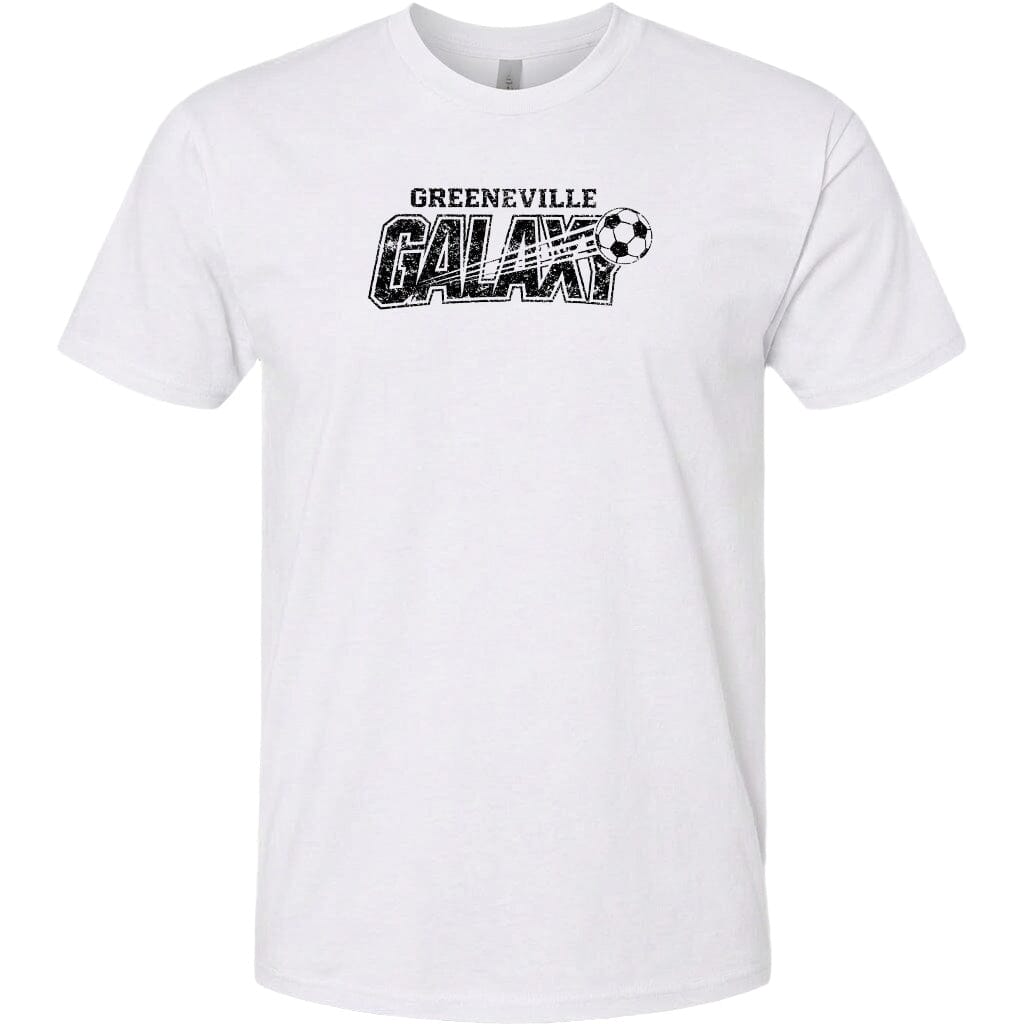 ADULT Greeneville Galaxy Distressed Chest Logo T Shirt | Hoodie | Long Sleeve | Sweatshirt | Crew Neck | Tank Top Fiesta Doodle T Shirt XS White waterproof vinyl sticker. dishwasher safe outdoor sticker.