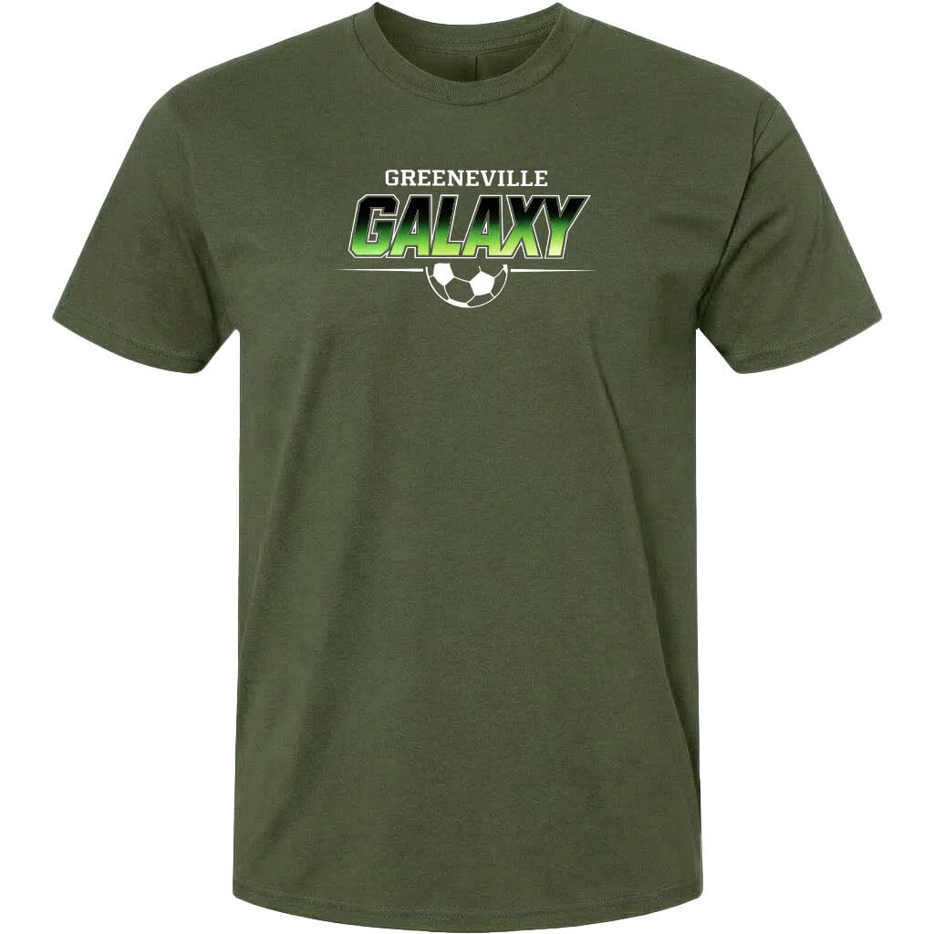 ADULT Greeneville Galaxy Green Fade Chest Logo T Shirt | Hoodie | Long Sleeve | Sweatshirt | Crew Neck | Tank Top Fiesta Doodle T Shirt XS Military Green waterproof vinyl sticker. dishwasher safe outdoor sticker.
