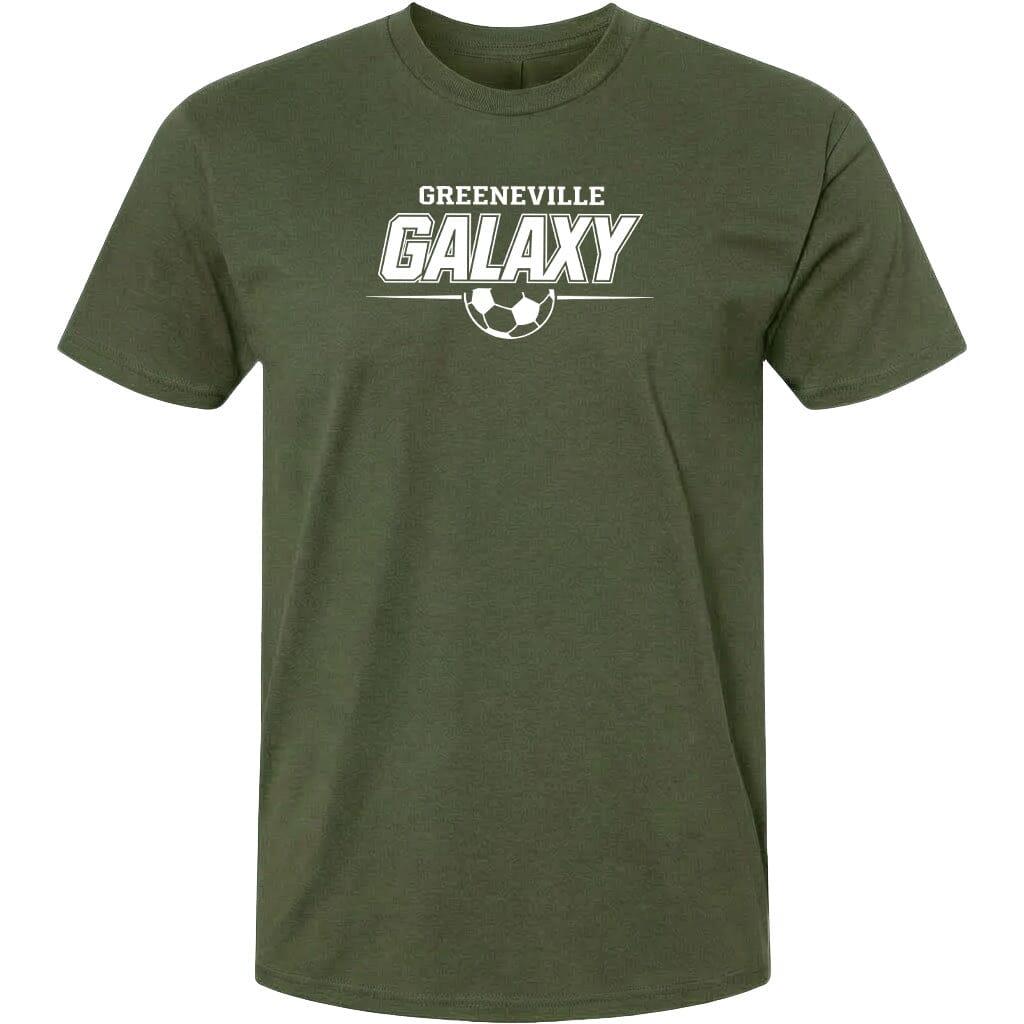 ADULT Greeneville Galaxy Line Chest Logo T Shirt | Hoodie | Long Sleeve | Sweatshirt | Crew Neck | Tank Top Fiesta Doodle T Shirt XS Military Green waterproof vinyl sticker. dishwasher safe outdoor sticker.