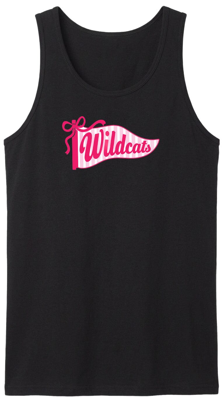 A black tank top with a pink banner that says "Wildcats" on it.