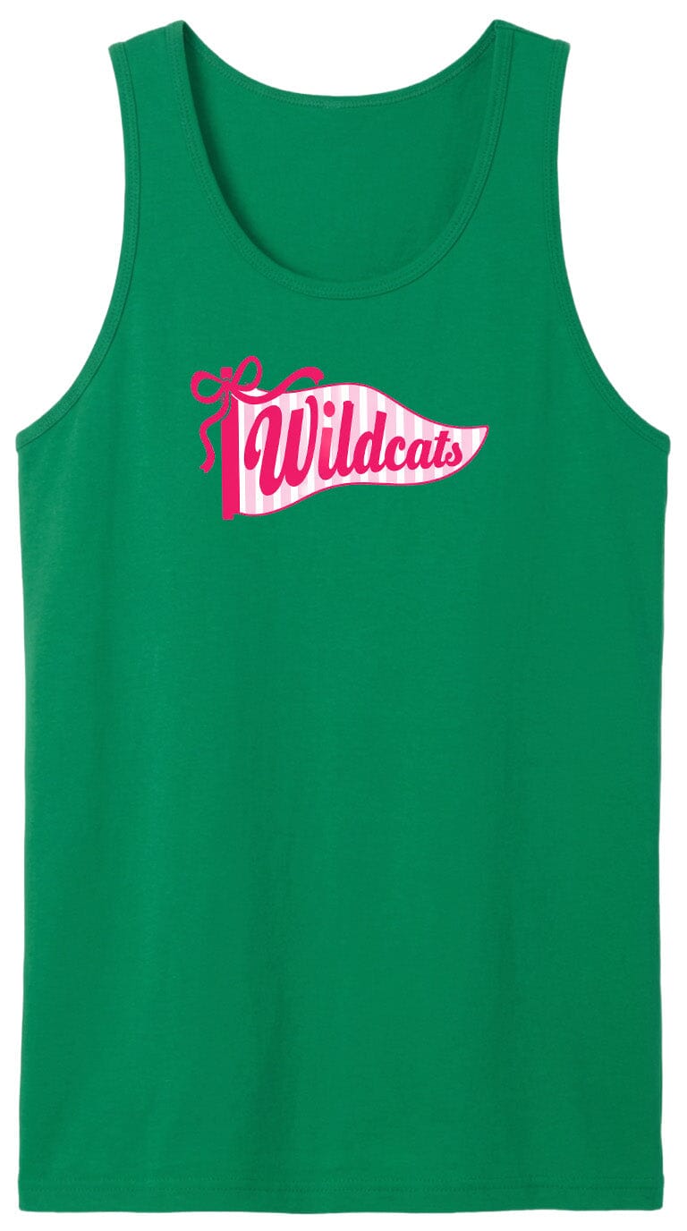 A green tank top with a pink banner that says "Wildcats" on it.
