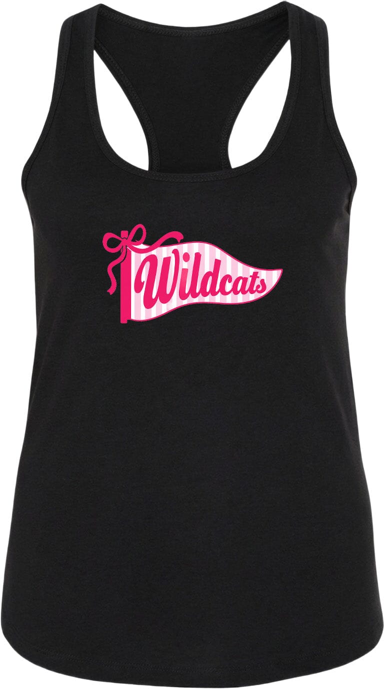 A black tank top with a pink banner that says "Wildcats" on it.