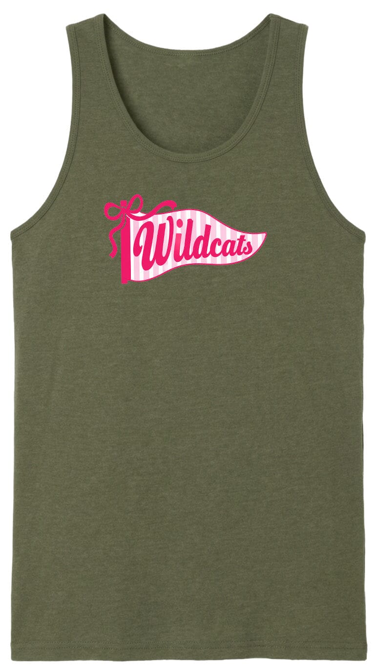 A green tank top with a pink banner that says "Wildcats" printed on it.