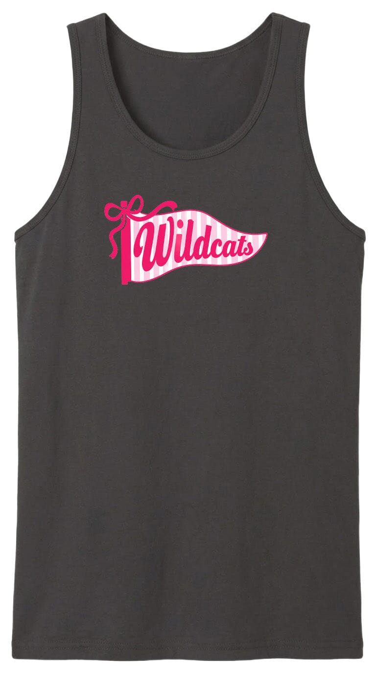 A black tank top with a pink banner that says "Wildcats" on it.