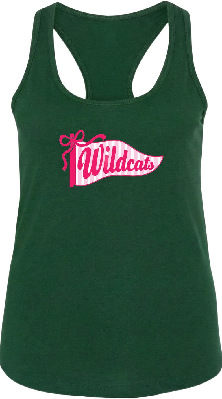 A green tank top with a pink banner that says "Wildcats" on it.