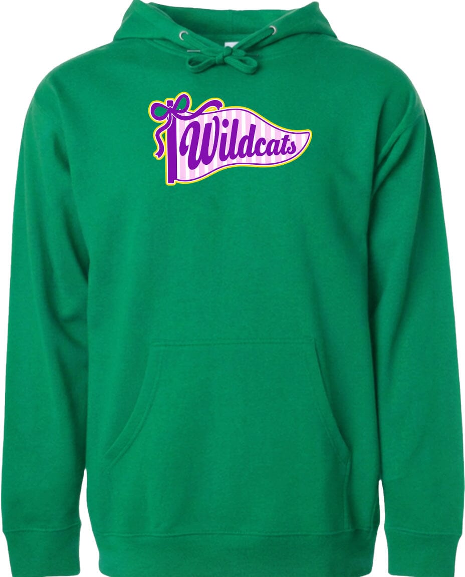 A bright green hoodie with a graphic design on the front.