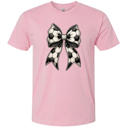 Adult Soccer Ribbon Chest Logo T Shirt | Hoodie | Long Sleeve | Sweatshirt | Crew Neck | Tank Top Fiesta Doodle T Shirt XS Light Pink waterproof vinyl sticker. dishwasher safe outdoor sticker.
