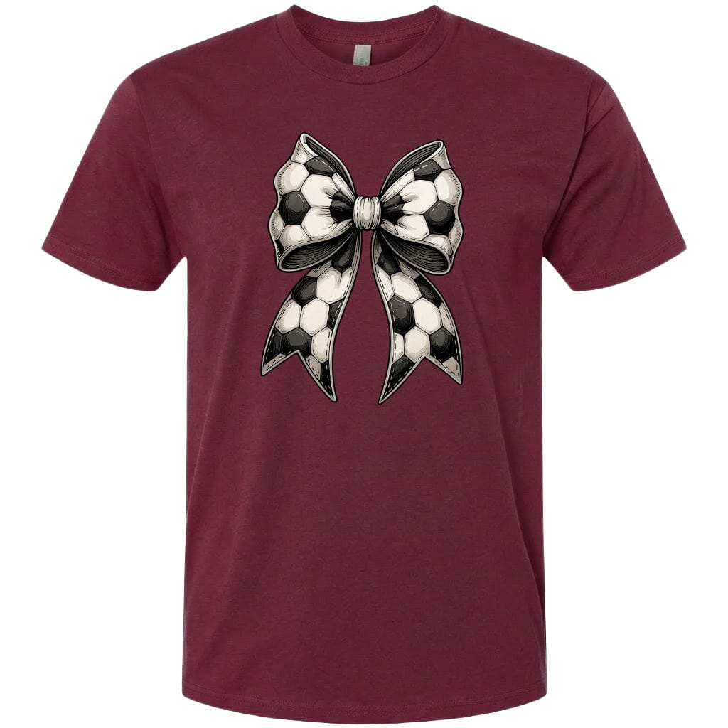 Adult Soccer Ribbon Chest Logo T Shirt | Hoodie | Long Sleeve | Sweatshirt | Crew Neck | Tank Top Fiesta Doodle T Shirt XS Maroon waterproof vinyl sticker. dishwasher safe outdoor sticker.