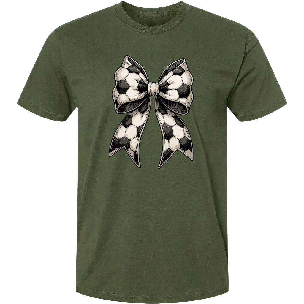 Adult Soccer Ribbon Chest Logo T Shirt | Hoodie | Long Sleeve | Sweatshirt | Crew Neck | Tank Top Fiesta Doodle T Shirt XS Military Green waterproof vinyl sticker. dishwasher safe outdoor sticker.