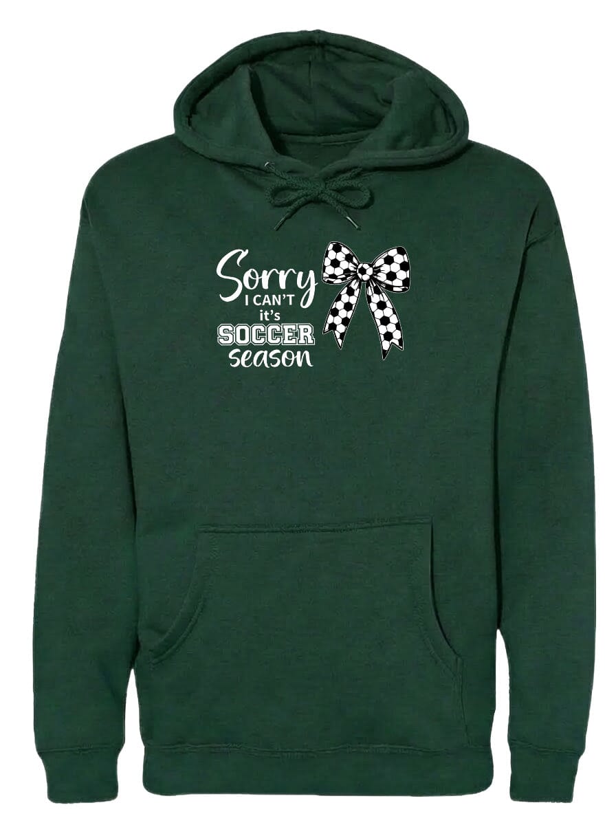 ADULT Sorry I Can't It's Soccer Season Chest Logo T Shirt | Hoodie | Long Sleeve | Sweatshirt | Crew Neck | Tank Top Fiesta Doodle waterproof vinyl sticker. dishwasher safe outdoor sticker.