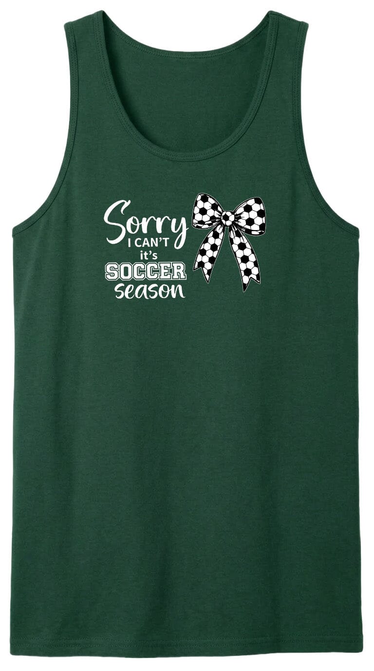 ADULT Sorry I Can't It's Soccer Season Chest Logo T Shirt | Hoodie | Long Sleeve | Sweatshirt | Crew Neck | Tank Top Fiesta Doodle waterproof vinyl sticker. dishwasher safe outdoor sticker.