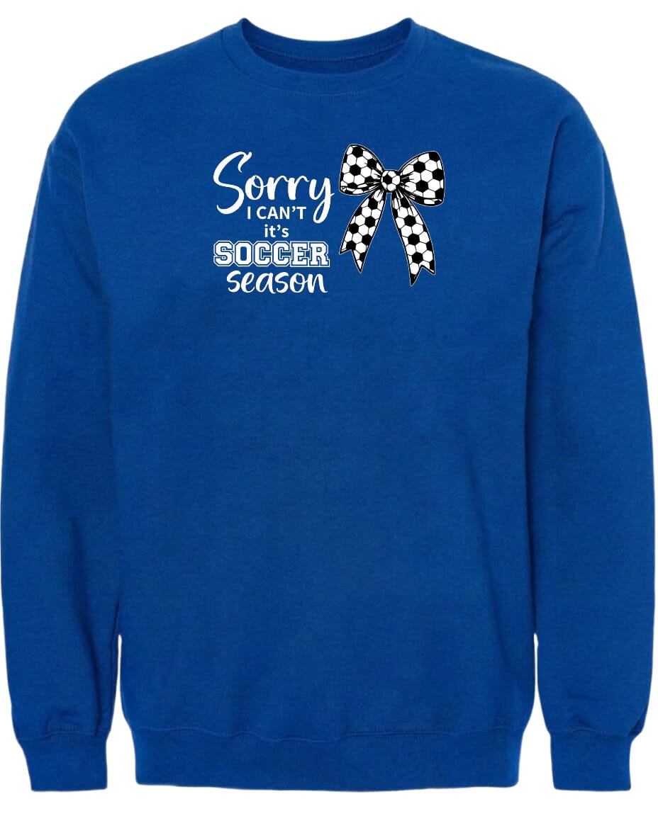 ADULT Sorry I Can't It's Soccer Season Chest Logo T Shirt | Hoodie | Long Sleeve | Sweatshirt | Crew Neck | Tank Top Fiesta Doodle waterproof vinyl sticker. dishwasher safe outdoor sticker.