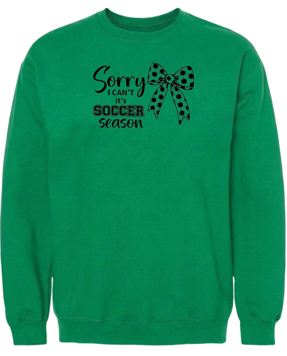 ADULT Sorry I Can't It's Soccer Season Chest Logo T Shirt | Hoodie | Long Sleeve | Sweatshirt | Crew Neck | Tank Top Fiesta Doodle waterproof vinyl sticker. dishwasher safe outdoor sticker.