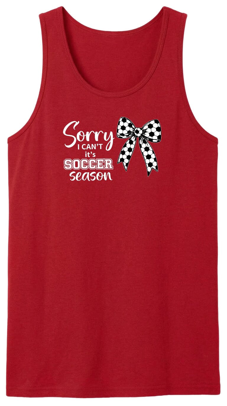 ADULT Sorry I Can't It's Soccer Season Chest Logo T Shirt | Hoodie | Long Sleeve | Sweatshirt | Crew Neck | Tank Top Fiesta Doodle waterproof vinyl sticker. dishwasher safe outdoor sticker.