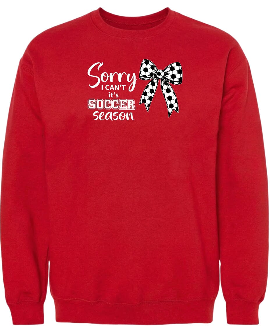 ADULT Sorry I Can't It's Soccer Season Chest Logo T Shirt | Hoodie | Long Sleeve | Sweatshirt | Crew Neck | Tank Top Fiesta Doodle waterproof vinyl sticker. dishwasher safe outdoor sticker.