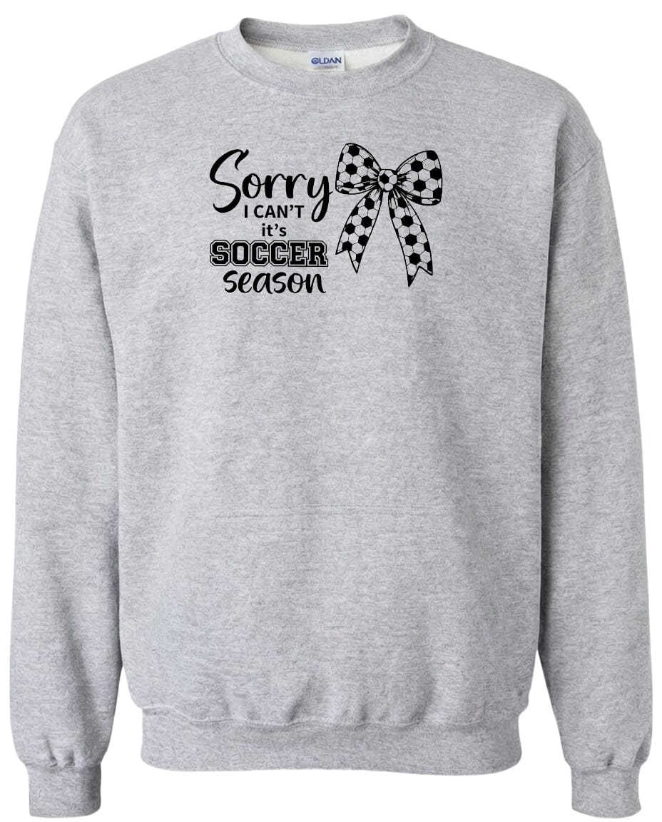 ADULT Sorry I Can't It's Soccer Season Chest Logo T Shirt | Hoodie | Long Sleeve | Sweatshirt | Crew Neck | Tank Top Fiesta Doodle waterproof vinyl sticker. dishwasher safe outdoor sticker.