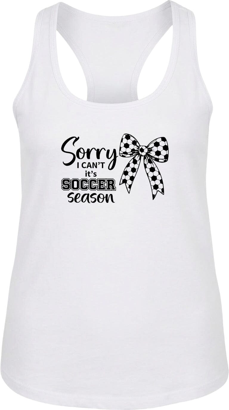 ADULT Sorry I Can't It's Soccer Season Chest Logo T Shirt | Hoodie | Long Sleeve | Sweatshirt | Crew Neck | Tank Top Fiesta Doodle waterproof vinyl sticker. dishwasher safe outdoor sticker.