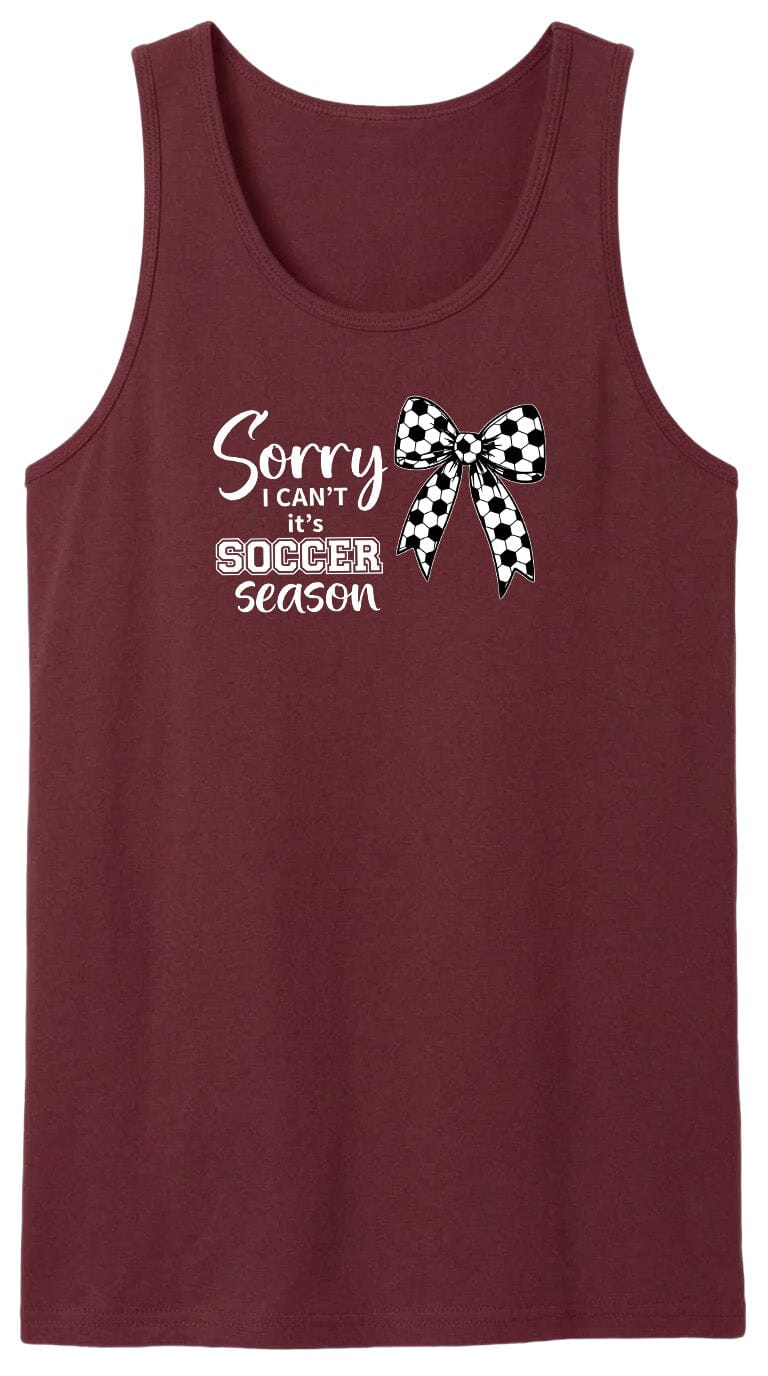 ADULT Sorry I Can't It's Soccer Season Chest Logo T Shirt | Hoodie | Long Sleeve | Sweatshirt | Crew Neck | Tank Top Fiesta Doodle waterproof vinyl sticker. dishwasher safe outdoor sticker.