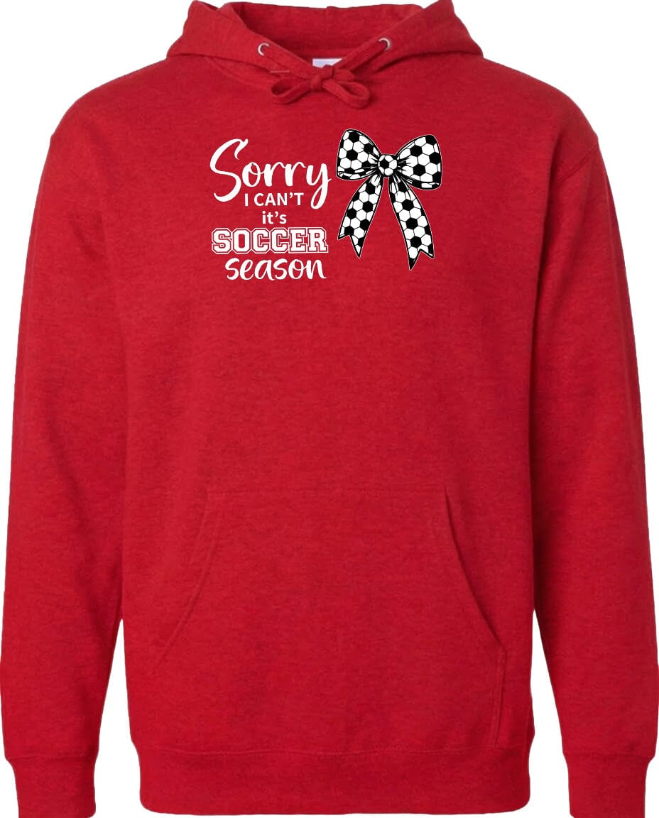 ADULT Sorry I Can't It's Soccer Season Chest Logo T Shirt | Hoodie | Long Sleeve | Sweatshirt | Crew Neck | Tank Top Fiesta Doodle waterproof vinyl sticker. dishwasher safe outdoor sticker.