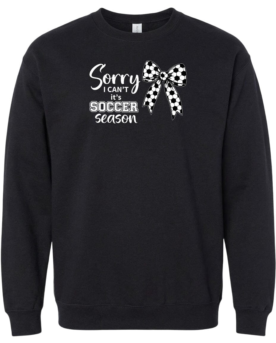 ADULT Sorry I Can't It's Soccer Season Chest Logo T Shirt | Hoodie | Long Sleeve | Sweatshirt | Crew Neck | Tank Top Fiesta Doodle waterproof vinyl sticker. dishwasher safe outdoor sticker.
