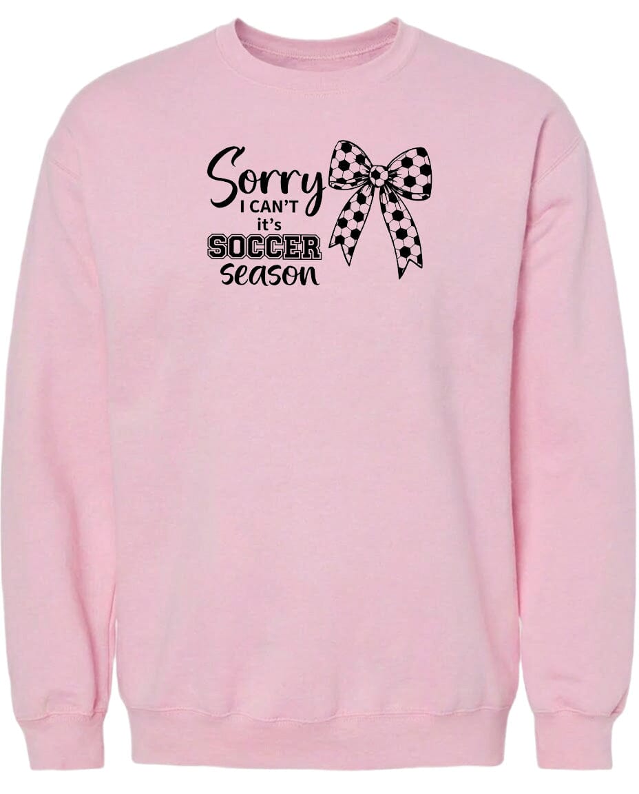 ADULT Sorry I Can't It's Soccer Season Chest Logo T Shirt | Hoodie | Long Sleeve | Sweatshirt | Crew Neck | Tank Top Fiesta Doodle waterproof vinyl sticker. dishwasher safe outdoor sticker.
