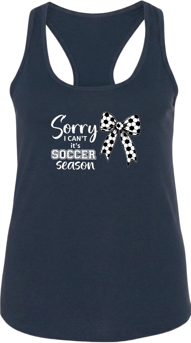 ADULT Sorry I Can't It's Soccer Season Chest Logo T Shirt | Hoodie | Long Sleeve | Sweatshirt | Crew Neck | Tank Top Fiesta Doodle waterproof vinyl sticker. dishwasher safe outdoor sticker.