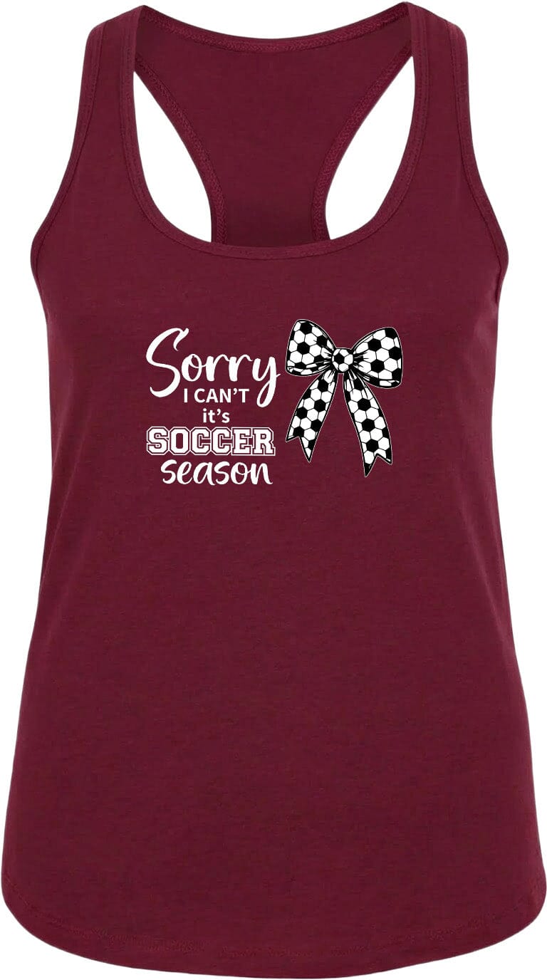 ADULT Sorry I Can't It's Soccer Season Chest Logo T Shirt | Hoodie | Long Sleeve | Sweatshirt | Crew Neck | Tank Top Fiesta Doodle waterproof vinyl sticker. dishwasher safe outdoor sticker.