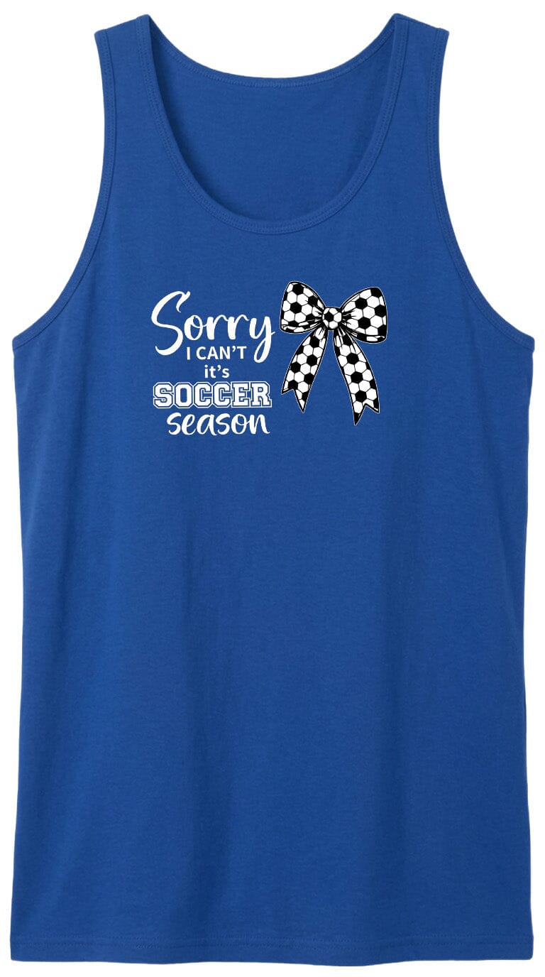ADULT Sorry I Can't It's Soccer Season Chest Logo T Shirt | Hoodie | Long Sleeve | Sweatshirt | Crew Neck | Tank Top Fiesta Doodle waterproof vinyl sticker. dishwasher safe outdoor sticker.