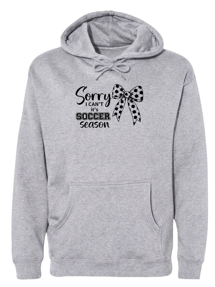 ADULT Sorry I Can't It's Soccer Season Chest Logo T Shirt | Hoodie | Long Sleeve | Sweatshirt | Crew Neck | Tank Top Fiesta Doodle waterproof vinyl sticker. dishwasher safe outdoor sticker.