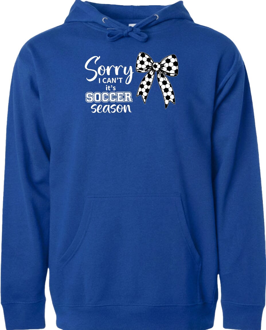 ADULT Sorry I Can't It's Soccer Season Chest Logo T Shirt | Hoodie | Long Sleeve | Sweatshirt | Crew Neck | Tank Top Fiesta Doodle waterproof vinyl sticker. dishwasher safe outdoor sticker.