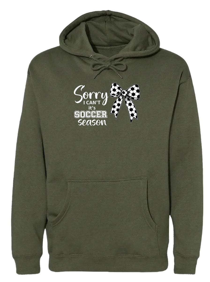 ADULT Sorry I Can't It's Soccer Season Chest Logo T Shirt | Hoodie | Long Sleeve | Sweatshirt | Crew Neck | Tank Top Fiesta Doodle waterproof vinyl sticker. dishwasher safe outdoor sticker.