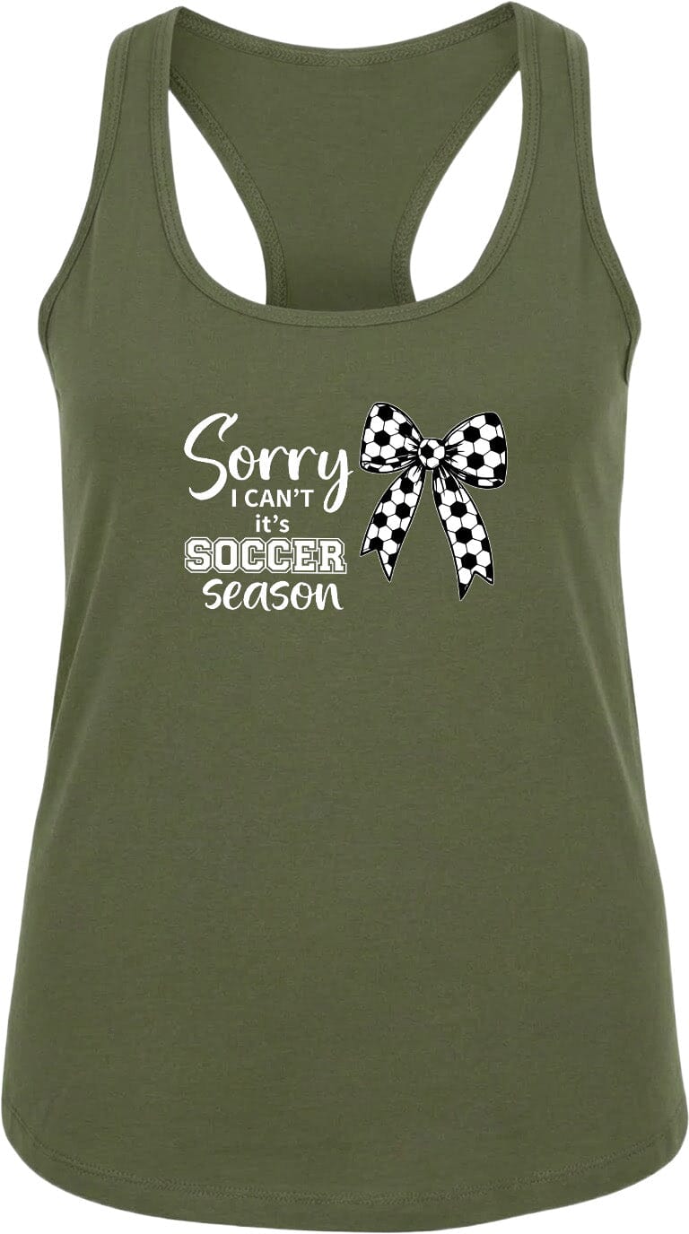 ADULT Sorry I Can't It's Soccer Season Chest Logo T Shirt | Hoodie | Long Sleeve | Sweatshirt | Crew Neck | Tank Top Fiesta Doodle waterproof vinyl sticker. dishwasher safe outdoor sticker.