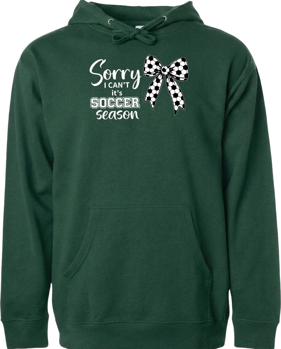 ADULT Sorry I Can't It's Soccer Season Chest Logo T Shirt | Hoodie | Long Sleeve | Sweatshirt | Crew Neck | Tank Top Fiesta Doodle waterproof vinyl sticker. dishwasher safe outdoor sticker.