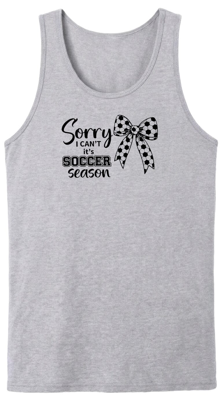 ADULT Sorry I Can't It's Soccer Season Chest Logo T Shirt | Hoodie | Long Sleeve | Sweatshirt | Crew Neck | Tank Top Fiesta Doodle waterproof vinyl sticker. dishwasher safe outdoor sticker.
