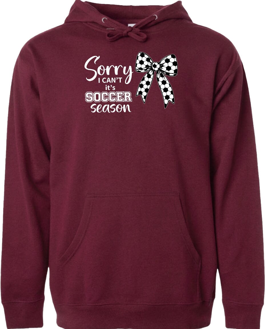 ADULT Sorry I Can't It's Soccer Season Chest Logo T Shirt | Hoodie | Long Sleeve | Sweatshirt | Crew Neck | Tank Top Fiesta Doodle waterproof vinyl sticker. dishwasher safe outdoor sticker.