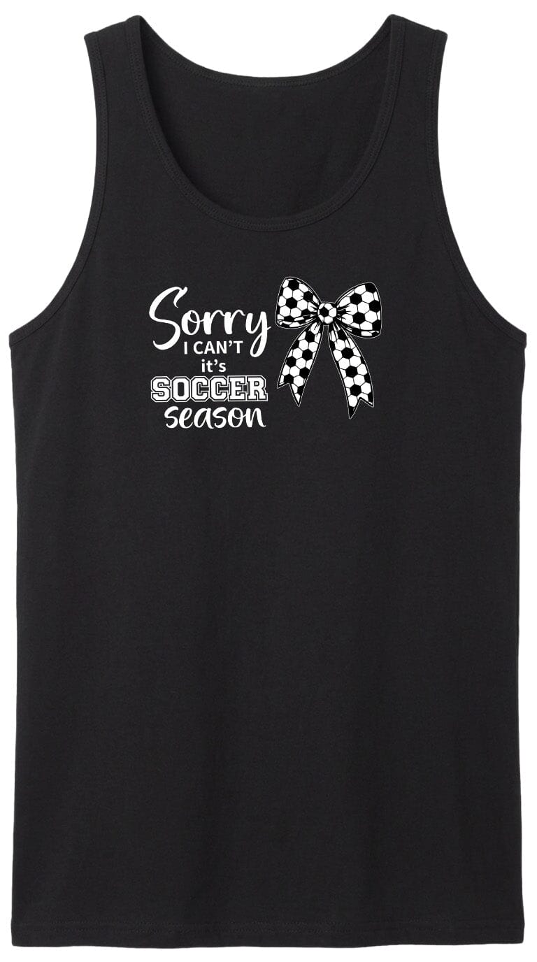 ADULT Sorry I Can't It's Soccer Season Chest Logo T Shirt | Hoodie | Long Sleeve | Sweatshirt | Crew Neck | Tank Top Fiesta Doodle waterproof vinyl sticker. dishwasher safe outdoor sticker.