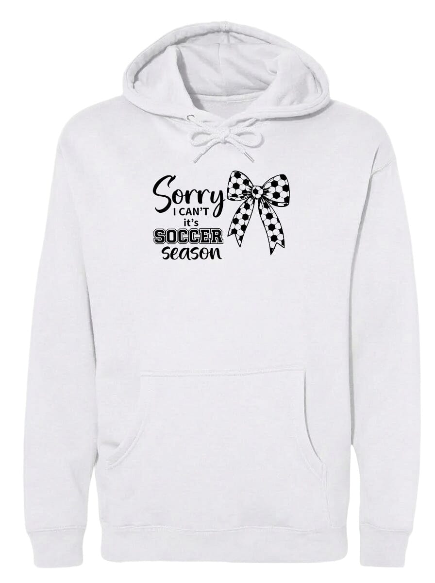 ADULT Sorry I Can't It's Soccer Season Chest Logo T Shirt | Hoodie | Long Sleeve | Sweatshirt | Crew Neck | Tank Top Fiesta Doodle waterproof vinyl sticker. dishwasher safe outdoor sticker.