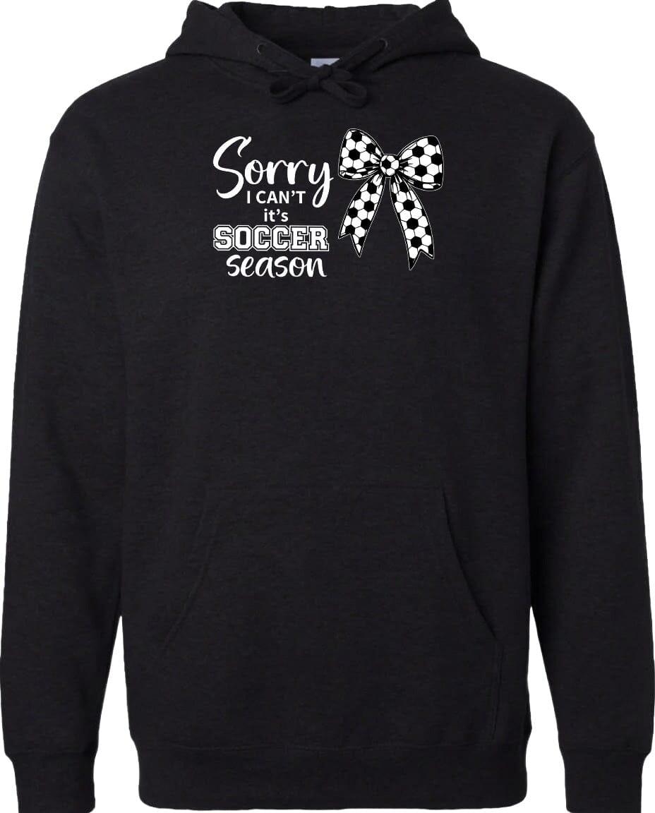 ADULT Sorry I Can't It's Soccer Season Chest Logo T Shirt | Hoodie | Long Sleeve | Sweatshirt | Crew Neck | Tank Top Fiesta Doodle Midweight Hoodie XS Black waterproof vinyl sticker. dishwasher safe outdoor sticker.