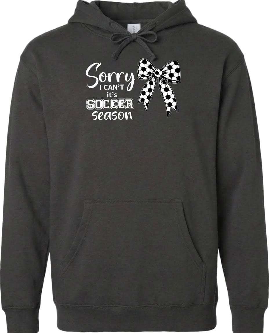 ADULT Sorry I Can't It's Soccer Season Chest Logo T Shirt | Hoodie | Long Sleeve | Sweatshirt | Crew Neck | Tank Top Fiesta Doodle Midweight Hoodie XS Charcoal waterproof vinyl sticker. dishwasher safe outdoor sticker.