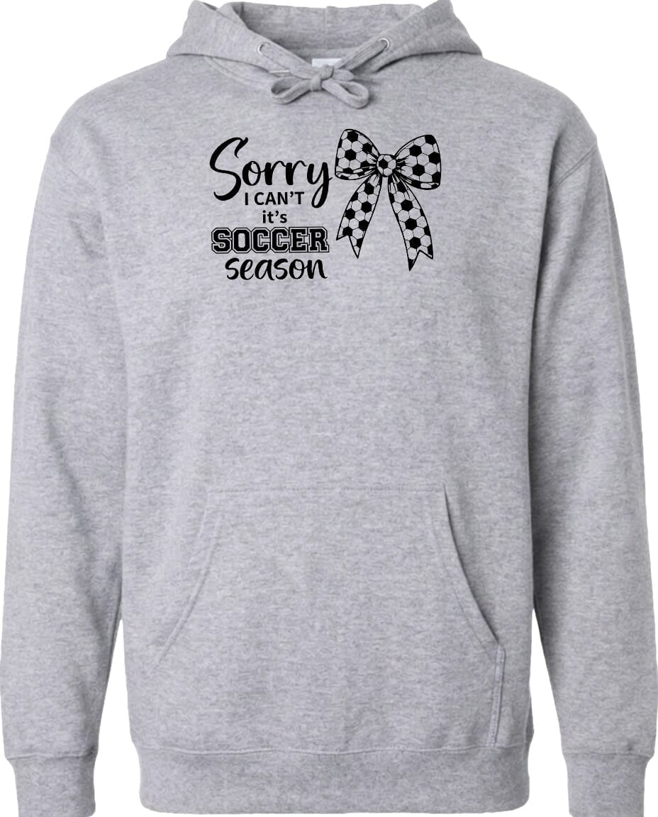 ADULT Sorry I Can't It's Soccer Season Chest Logo T Shirt | Hoodie | Long Sleeve | Sweatshirt | Crew Neck | Tank Top Fiesta Doodle Midweight Hoodie XS Sport Gray waterproof vinyl sticker. dishwasher safe outdoor sticker.