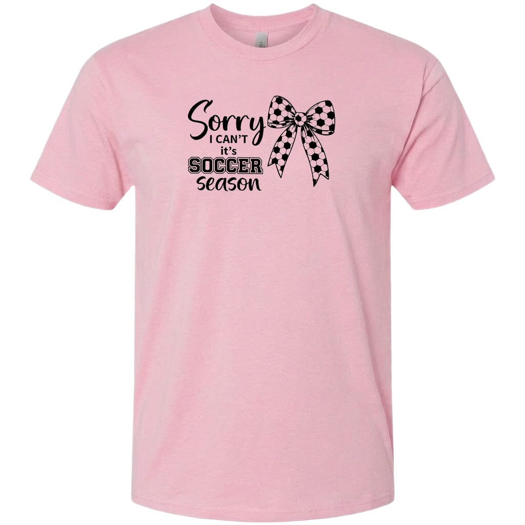 ADULT Sorry I Can't It's Soccer Season Chest Logo T Shirt | Hoodie | Long Sleeve | Sweatshirt | Crew Neck | Tank Top Fiesta Doodle T Shirt XS Light Pink waterproof vinyl sticker. dishwasher safe outdoor sticker.