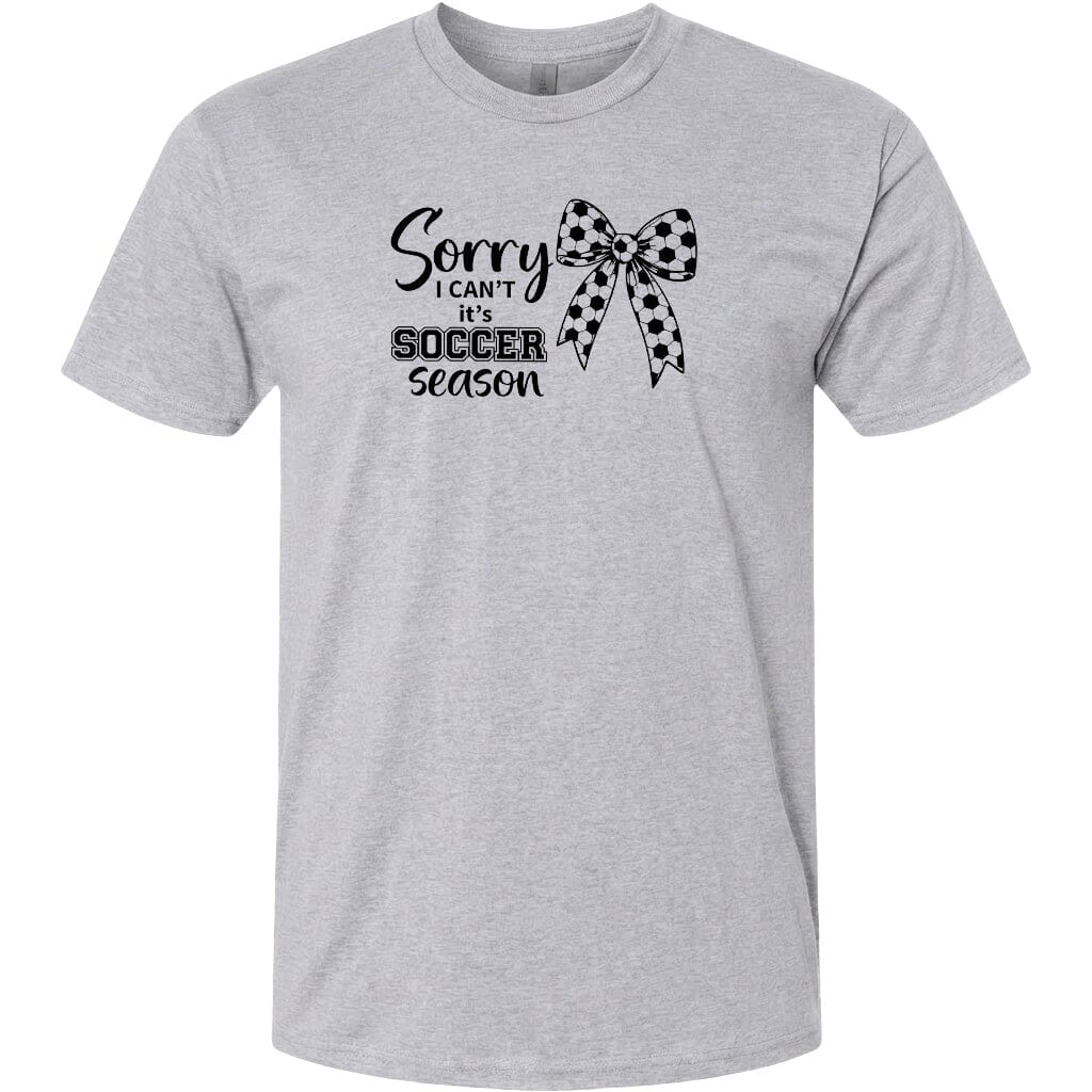 ADULT Sorry I Can't It's Soccer Season Chest Logo T Shirt | Hoodie | Long Sleeve | Sweatshirt | Crew Neck | Tank Top Fiesta Doodle T Shirt XS Sport Gray waterproof vinyl sticker. dishwasher safe outdoor sticker.