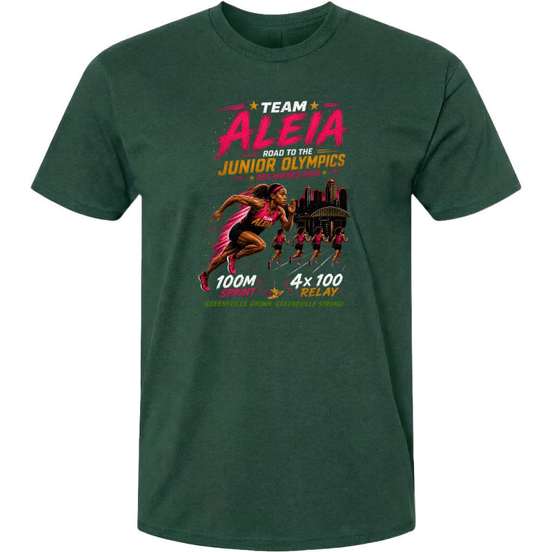 ADULT Team Aleia Full Chest Logo T Shirt | Hoodie | Long Sleeve | Sweatshirt | Crew Neck | Tank Top Fiesta Doodle T Shirt XS Forest Green waterproof vinyl sticker. dishwasher safe outdoor sticker.