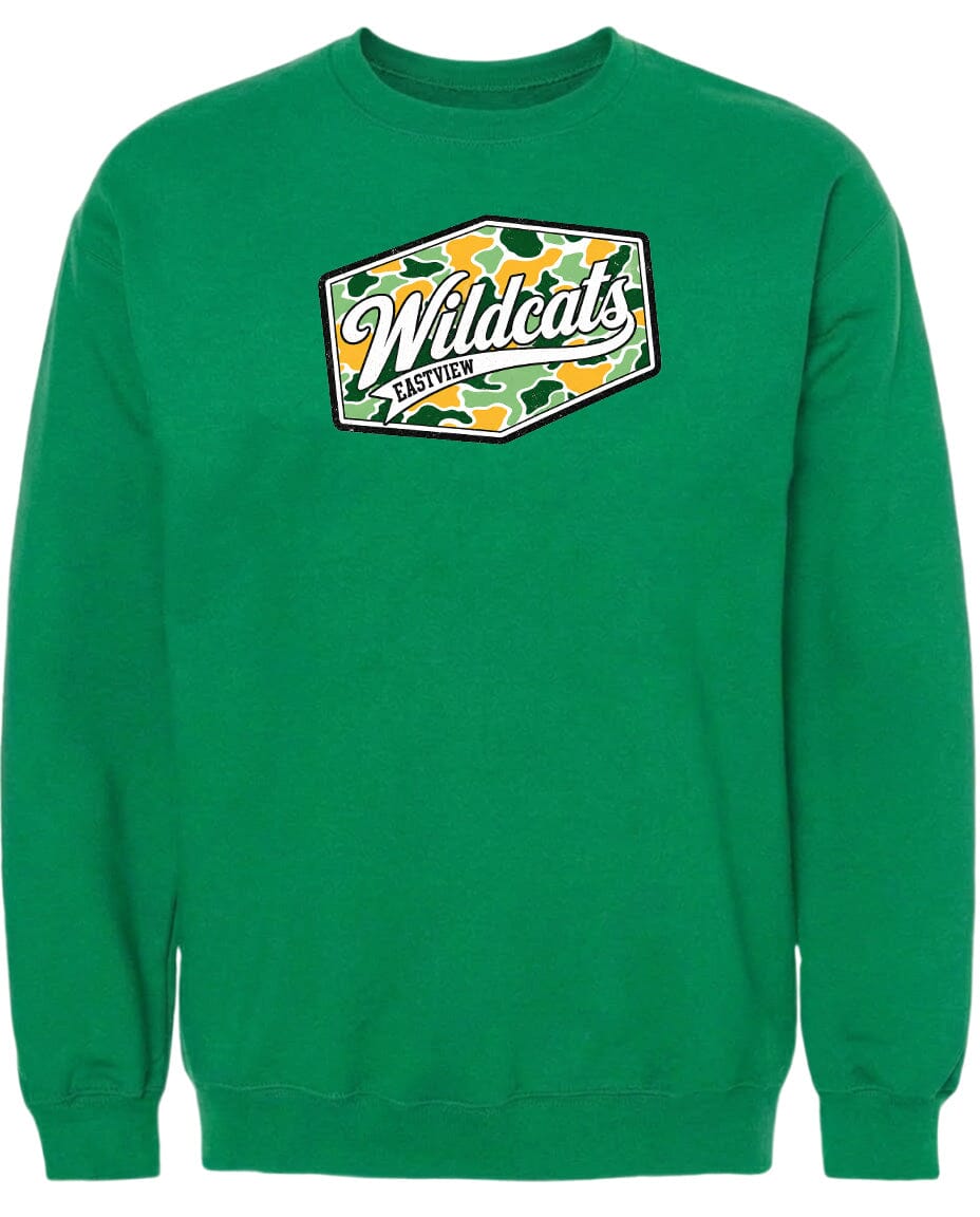 A bright green sweatshirt with a logo on the front.