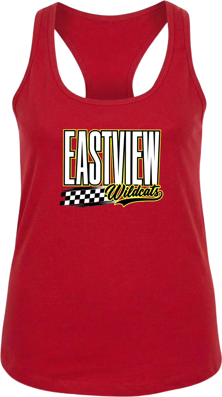 A red tank top with the text "EASTVIEW Wildcats" printed on it.