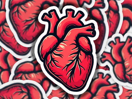 a sticker of a heart surrounded by red hearts