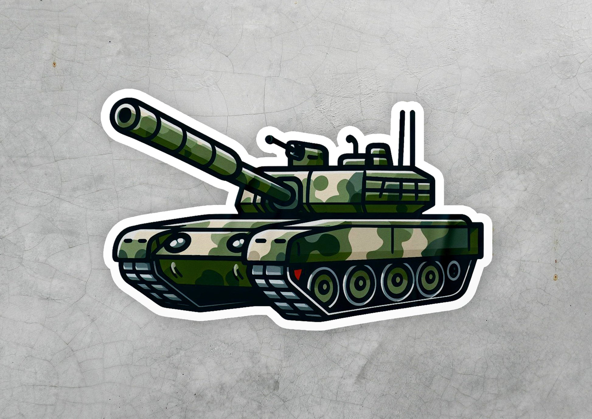 a sticker of a tank on a wall