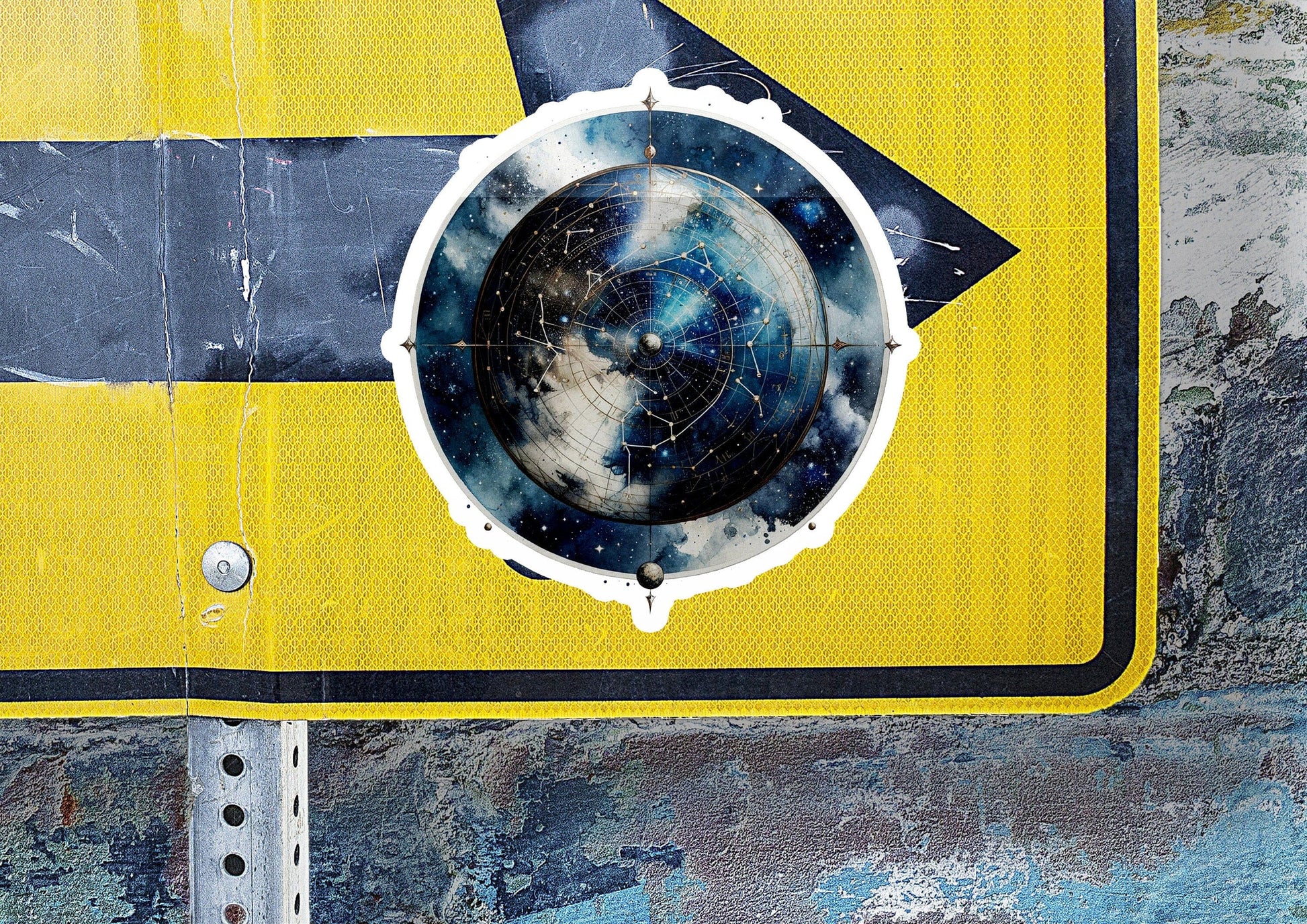 a close up of a street sign with an arrow
