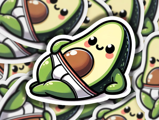 an avocado sticker sitting on top of a pile of stickers