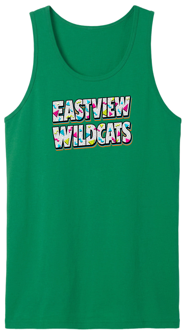 A green tank top with the text "EASTVIEW WILDCATS" printed on it.